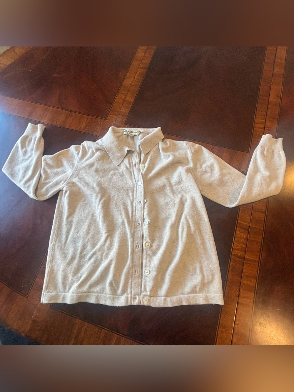 Vintage Eddie Bauer 100% Cotton Collared Button Down Cardigan Sweater Beige L